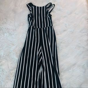 Black and White Striped Jump Suit